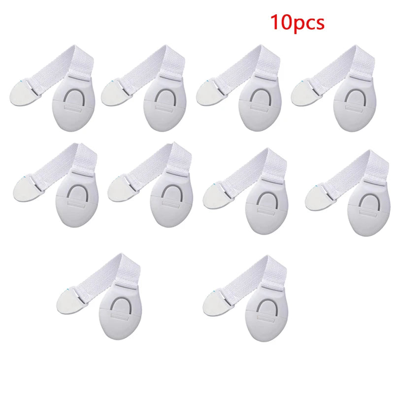 Baby Safety Drawer & Cabinet Locks — 10 or 20 Pack Adjustable Webbing Strap Latches for Childproofing