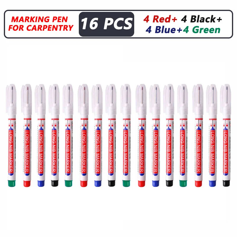 20mm Deep-Reach Long Nib Marker Pen for Wood & Metal — Waterproof Carpenter Marking Pen, 13.7cm (5.4in), Multi-Pack (1–40 pcs)