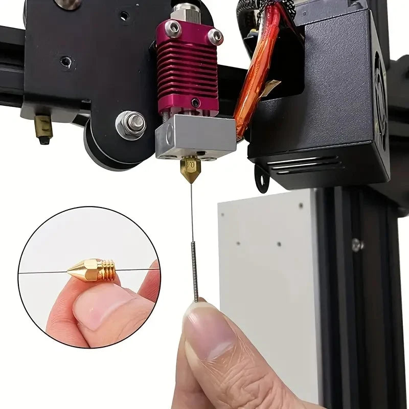3D Printer Nozzle Cleaning Kit 0.2/0.25/0.3/0.35/0.4mm (0.008–0.016 in) Stainless Steel Needles with Handle & Case, Multipurpose Cleaner for Printer Nozzles, Gas Stoves, Shower Heads, Car Wipers