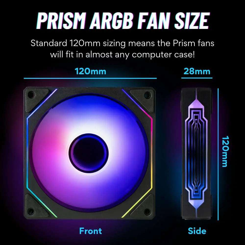 ARGB 120mm (4.72in) PWM Silent Case Fan – Infinite Mirror LED, 4-pin PWM + 5V 3-pin ARGB, Ceramic Bearing
