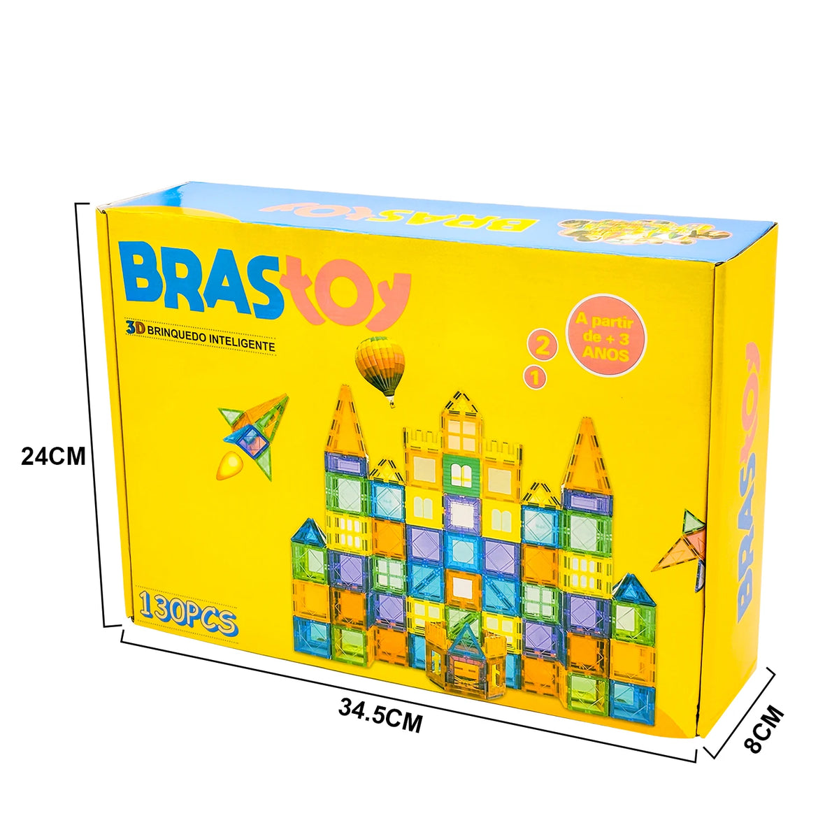 130-Piece 3D Colorful Transparent Magnetic Building Blocks – STEM Educational Toy for Kids