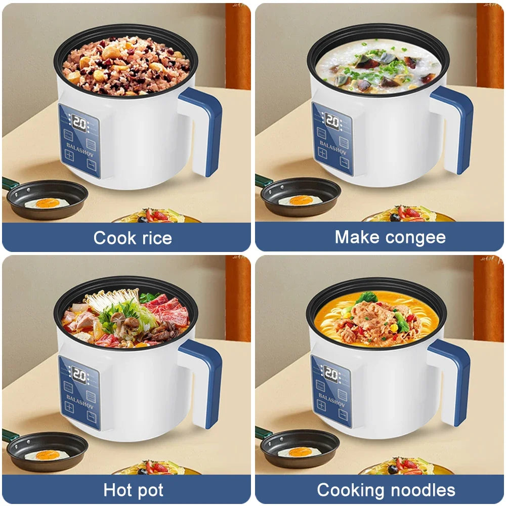 Mini Electric Rice Cooker 1-2 Person Double Layer Non-Stick Steamer Multi Cooker 600W