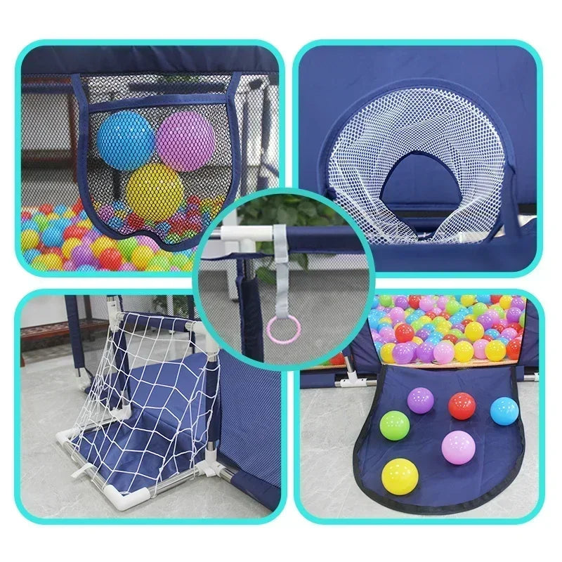 Baby Playpen & Ball Pit Play Yard – Thick Steel Pipe Kids Activity Fence, 107 x 231 x 128 cm (42 x 91 x 50 in) or 107 x 128 x 128 cm (42 x 50 x 50 in)