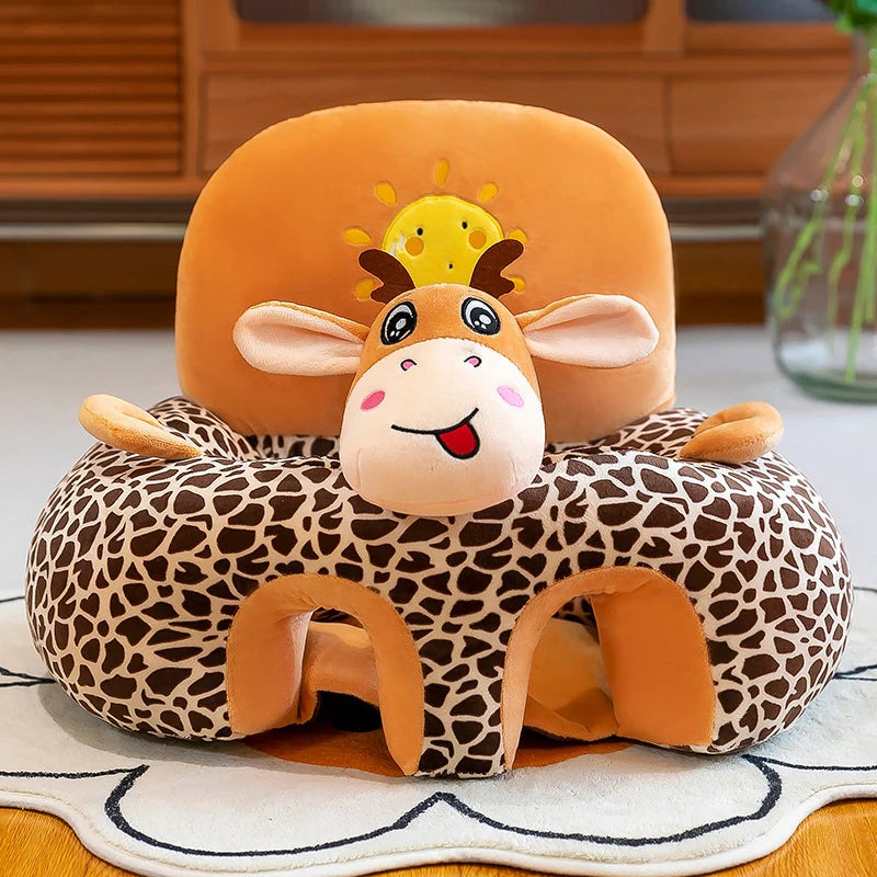Plush Baby Seat Cover 55 x 55 x 40 cm (21.7 x 21.7 x 15.7 in) Cartoon Toddler Learn-to-Sit Support Chair Cover (No Filling)