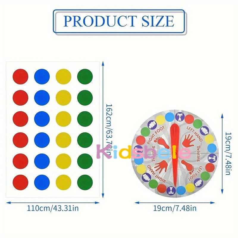 Twister Game Play Mat with Spinner – 63 x 43 in (160 x 110 cm) Indoor & Outdoor Family Party Game, Parent-Child Interactive Toy