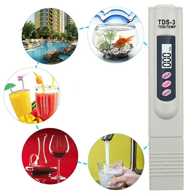 2-in-1 PPM TDS Water Meter Tester - Digital Drinking Water Quality Analyzer for Aquarium Hydroponics Pools