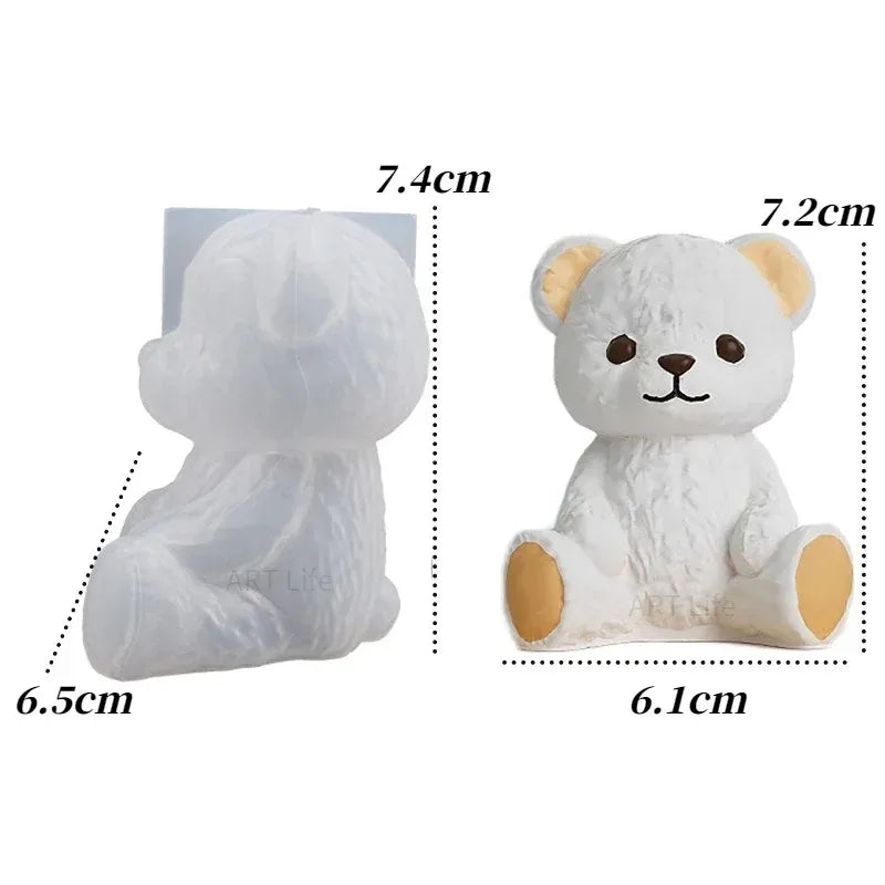 Smiling Teddy Bear Silicone Mold — 3D Candle, Soap, Resin & Ice Cube DIY Craft Mold for Home Decor & Gifts
