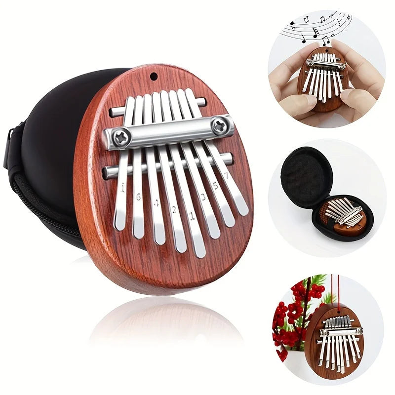 8-Key Mini Kalimba Thumb Piano Pendant Portable Thumb Piano Necklace Musical Gift