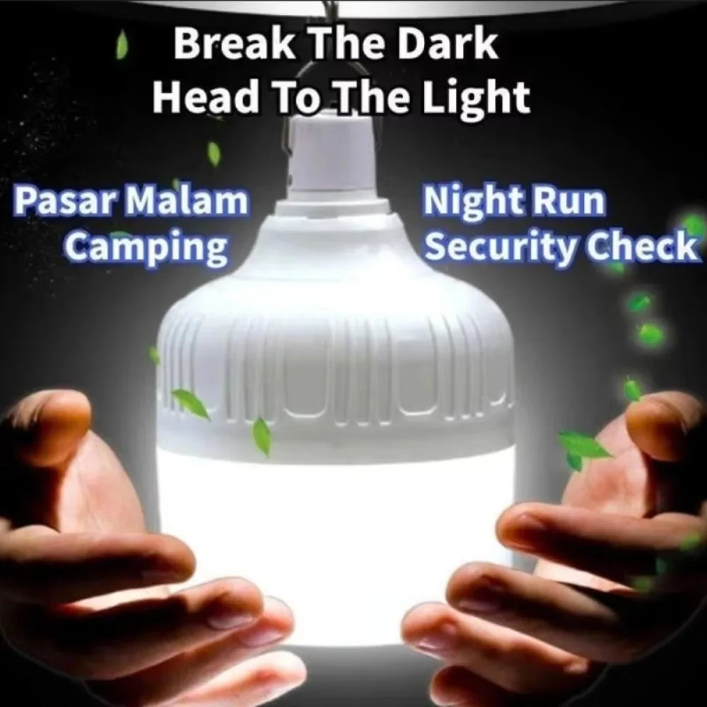 USB Rechargeable High-Power LED Camping Lantern with Hook, Portable Emergency Bulb for BBQ, Tents and Patio