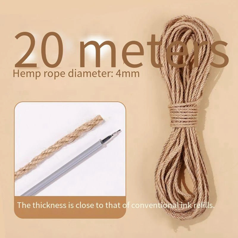Sisal Hemp Cat Scratching Rope – 20 m (65.6 ft) & 50 m (164 ft) Durable Scratch-Resistant Rope for DIY Cat Trees and Posts