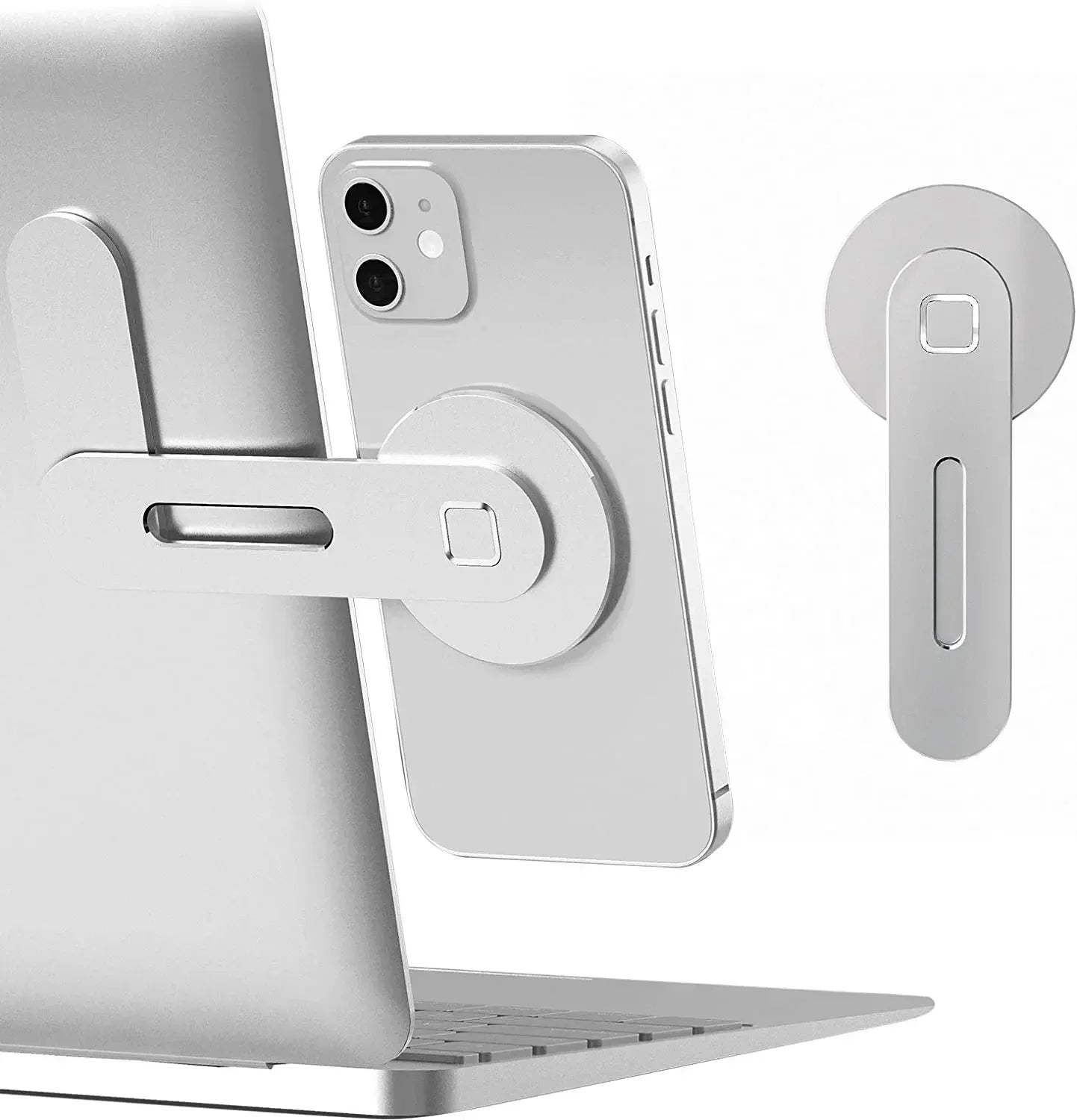 Magnetic Slim Foldable Laptop & Monitor Phone Holder - Side Mount Phone Stand for Most Smartphones