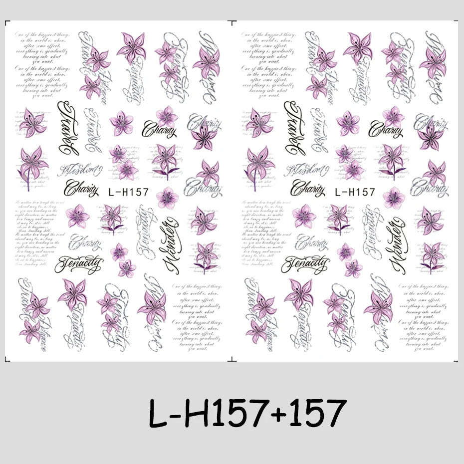 Punk Gothic Letter Nail Stickers Metallic Y2K Retro Nail Charms 3-Pack