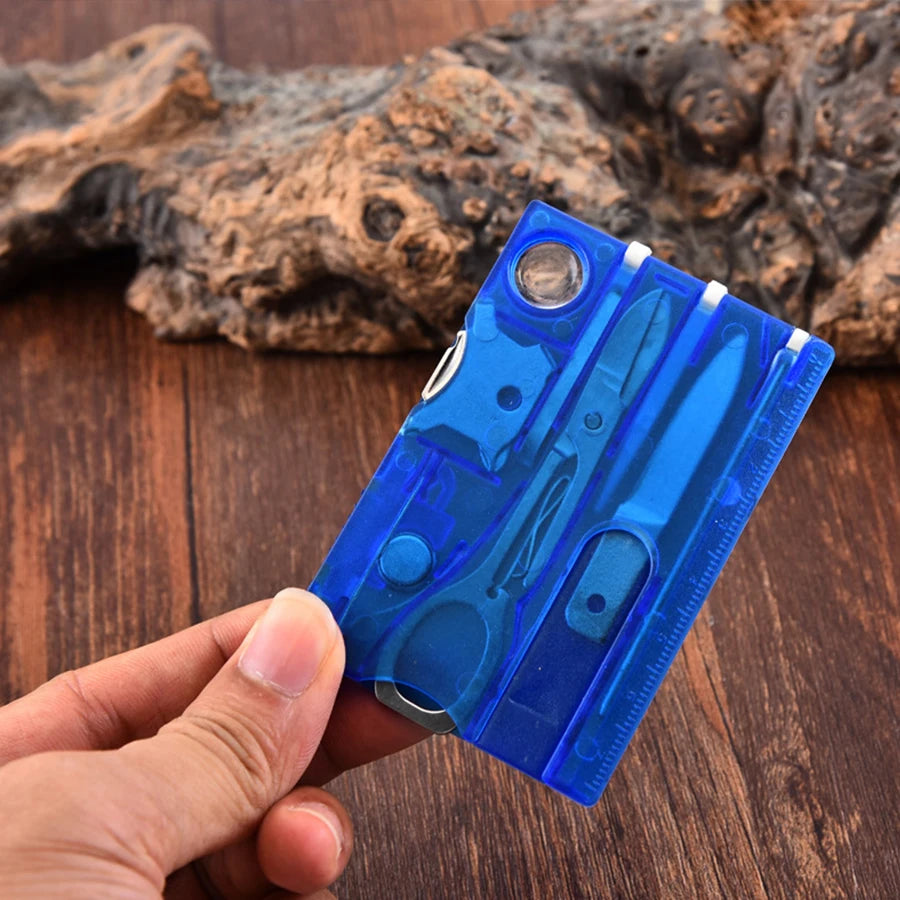 12-in-1 Credit Card Multi-Tool — Portable Pocket EDC Survival Tool for Hiking & Camping