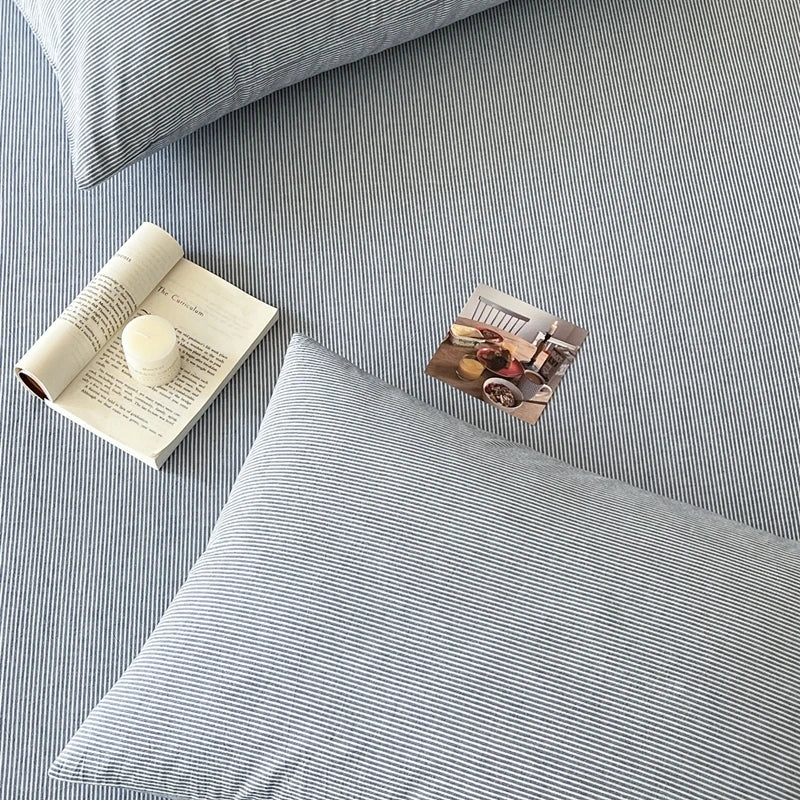 2-Pack 100% Cotton Pillowcases 48 x 74 cm (18.9 x 29.1 in) - Striped Pillow Covers, Skin-Friendly