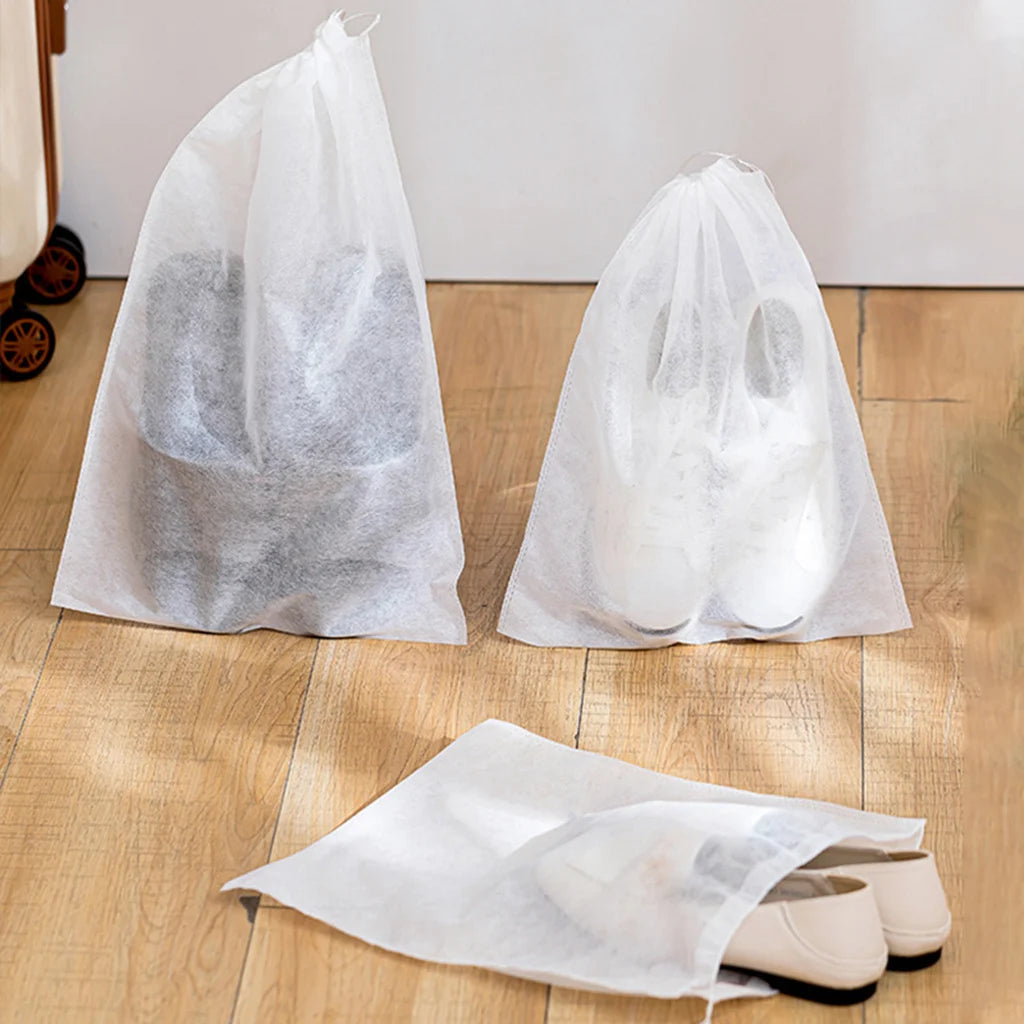 10-Pack Non-Woven Shoe Storage Bags – Drawstring Closet & Travel Shoe Organizer (S/M/L)