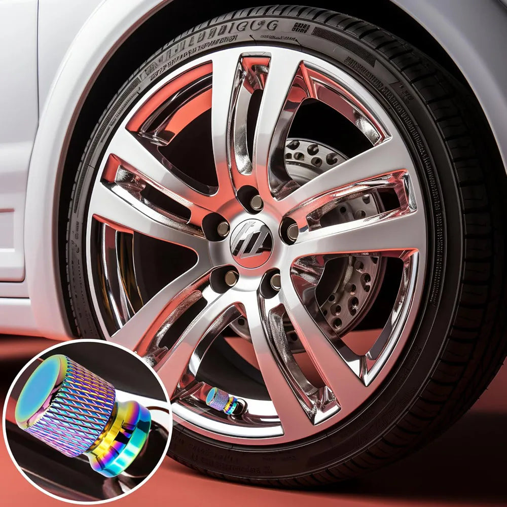 Aluminum Tire Valve Stem Caps 16 x 12mm (0.63 x 0.47 in) Universal 8mm Thread - Metal Valve Caps for Car Bike SUV Truck