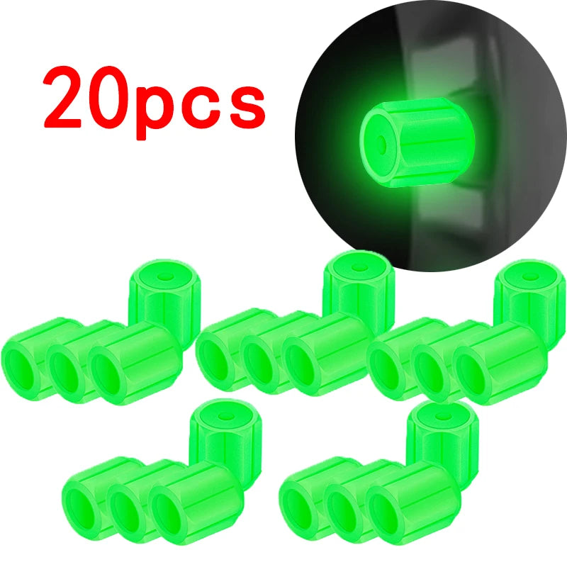 Luminous Tire Valve Caps - 6-Color LED Glowing Wheel Valve Caps for Car & Motorcycle (4/8/20-Pack)