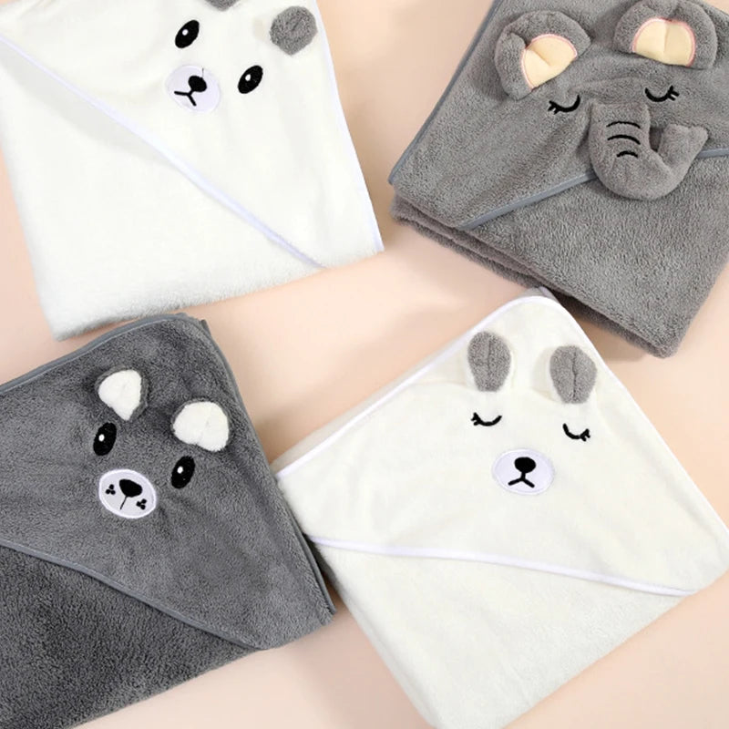 Toddler and Baby Hooded Towel Super Soft Coral Velvet Bathrobe Swaddle Wrap for Newborns and Kids