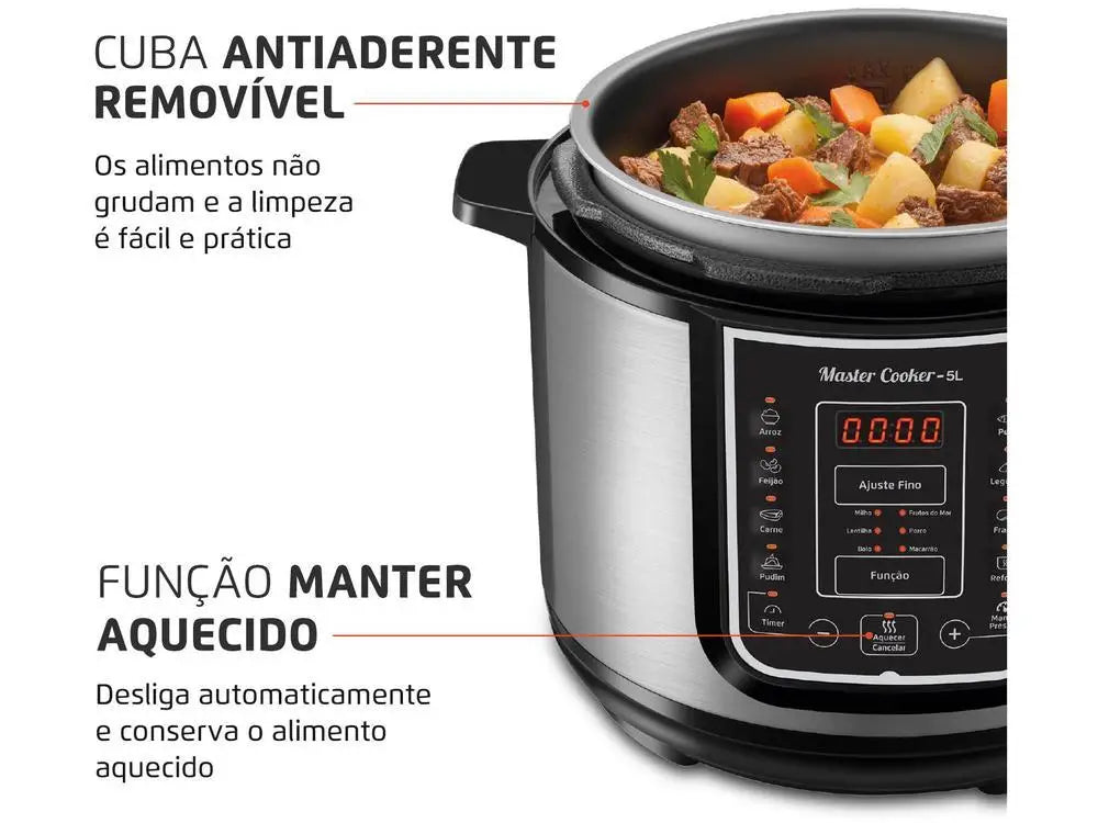 5L (5.3 qt) Digital Electric Pressure Cooker 110V 14-Function Programmable Multi-Cooker