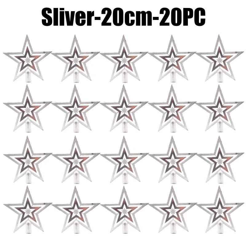 Star Christmas Tree Topper Gold & Red Shimmer 4 in / 8 in (10 / 20 cm) Holiday Tree Decoration