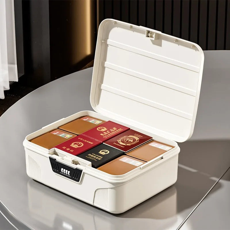 4-Digit Combination Lock Safe Box – Portable Security Organizer for Passports, Cash & Jewelry