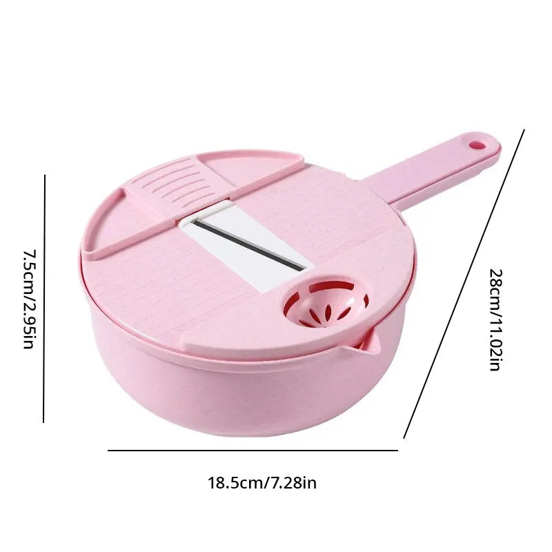 Manual Vegetable Chopper & Grater – Handheld Salad Shredder for Carrots and Potatoes – Eco-Friendly (Pink, Green, Blue)