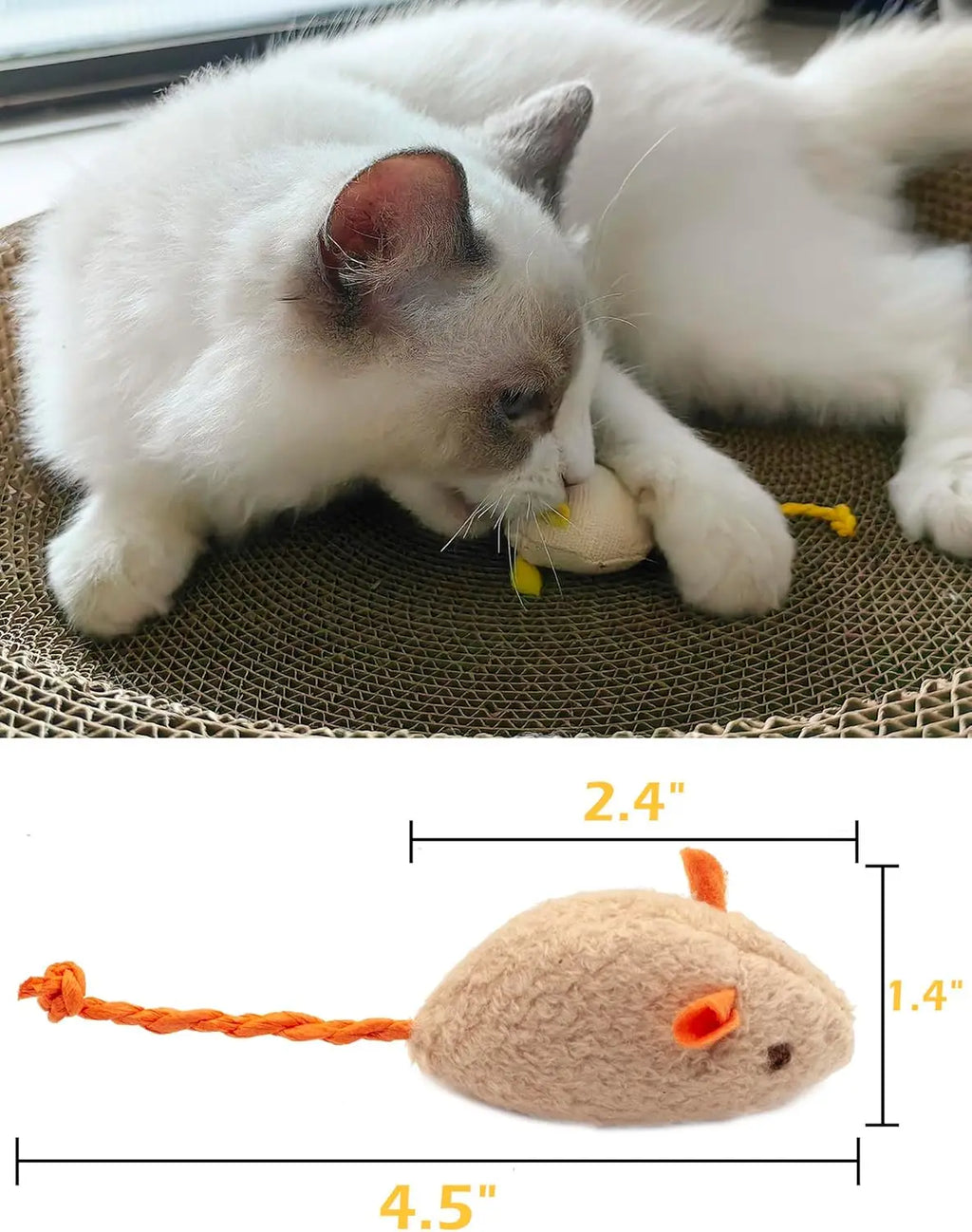Rattle Catnip Mice Toy — Faux Fur Prefilled Catnip, Interactive Indoor Cat Toys — 3pc & 200pc Pack Options