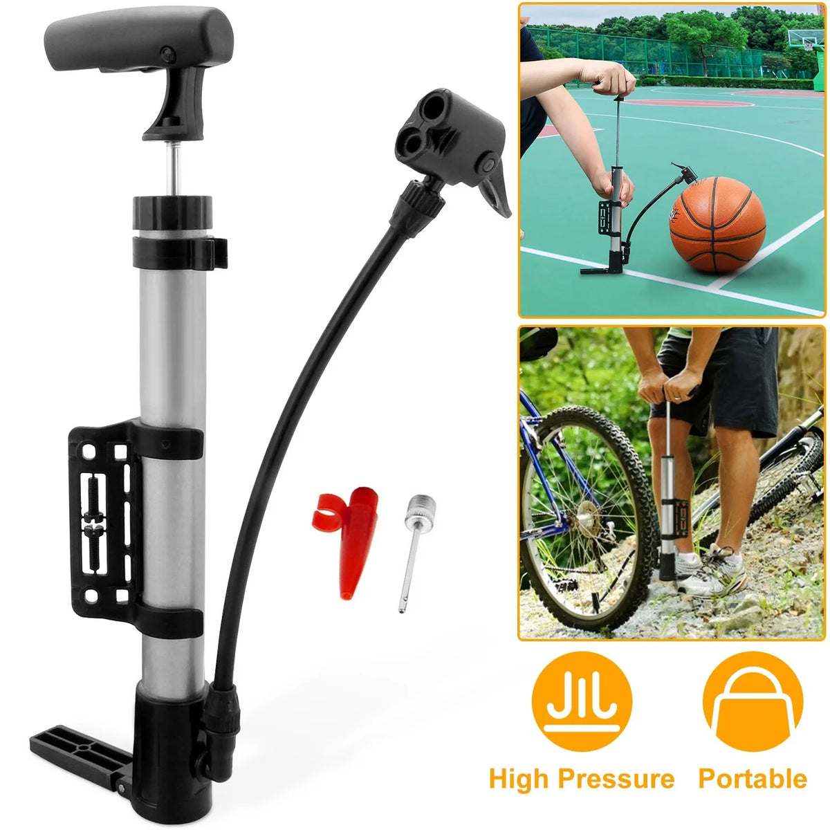 1-Pack Portable Mini Bike Pump with Mount Bracket - Compact Hand Inflator for Mountain & Road Bikes, Strollers and Sports Balls