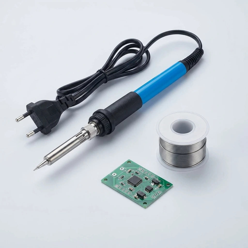 60W Adjustable Temperature Soldering Iron with EU Plug – Rotary Control & Replaceable Tips for DIY Electronics Repair