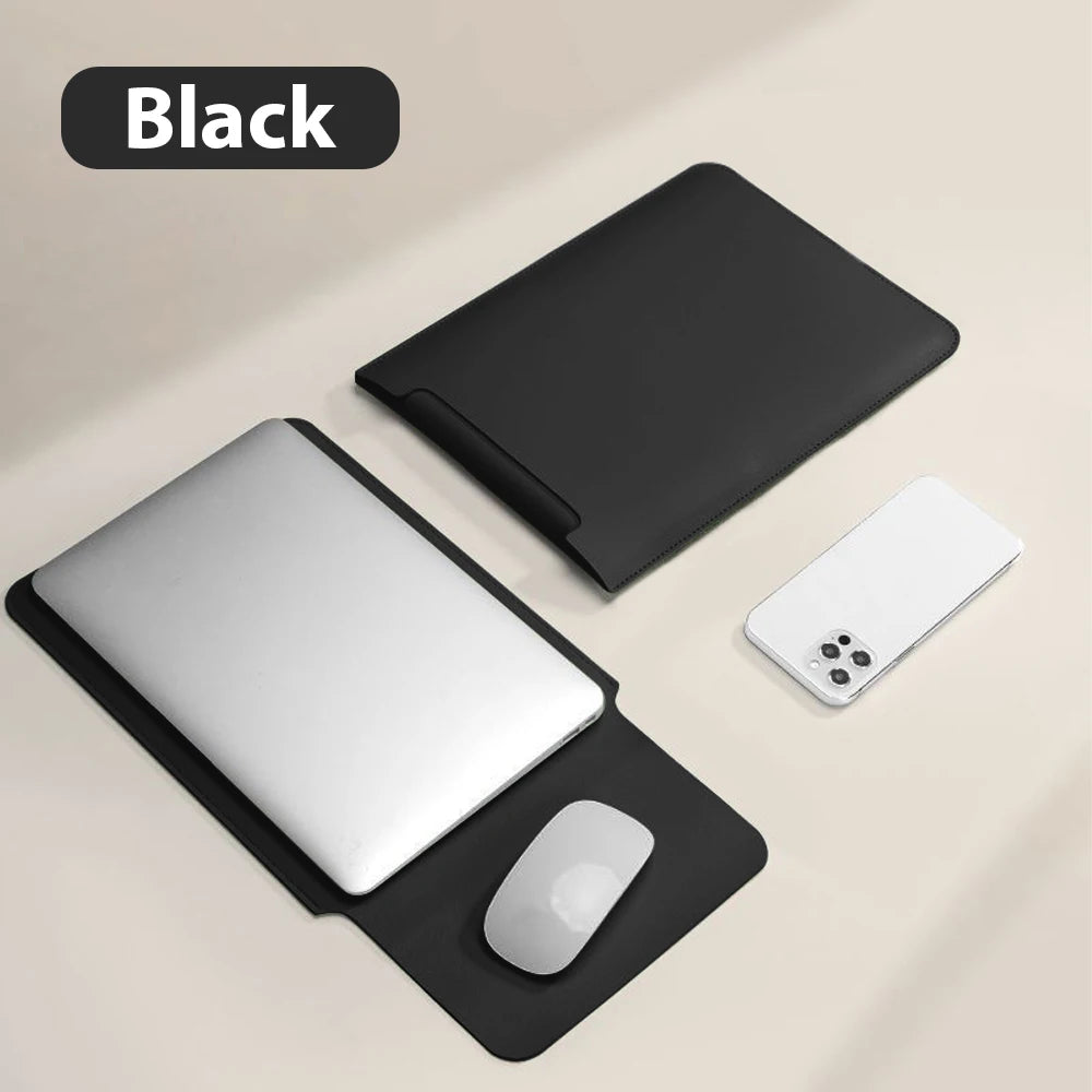 Laptop Sleeve Case 11/13/14/15/16 in (28–41 cm) – Waterproof PU Sleeve & Portable Mouse Pad, Fits 12.9 in Tablet
