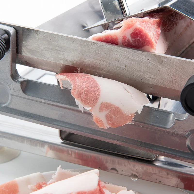 Adjustable Meat and Vegetable Slicer - Stainless Steel Frozen Meat Cutter for Pork Belly, Fruit & Vegetables