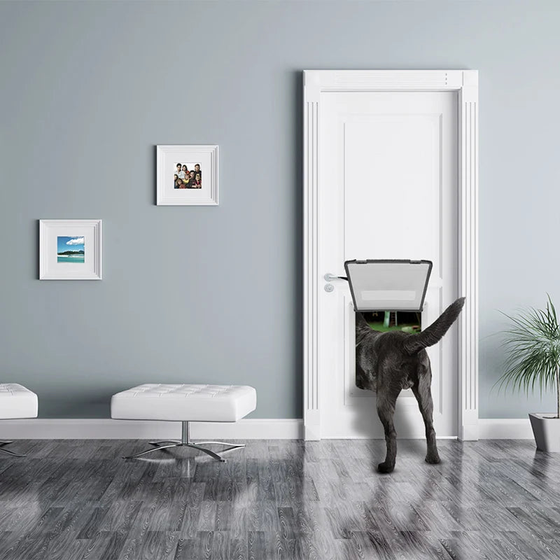 Lockable Pet Door with Privacy Flap – Weatherproof Dog & Cat Door, Easy Install (S 13.8 in x 11.4 in / 35 x 29 cm, L 16.9 in x 14.0 in / 43 x 35.5 cm)