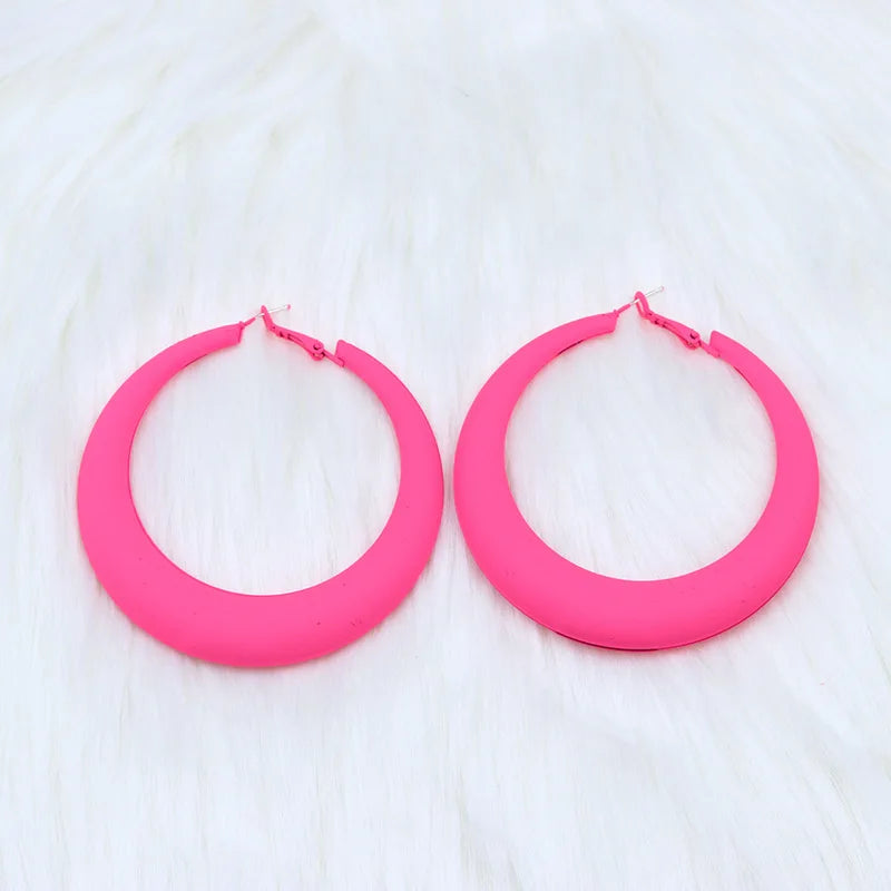 Oversize Red & Blue Metal Hoop Earrings for Women – 72mm (2.83 in) Round Statement Hoops
