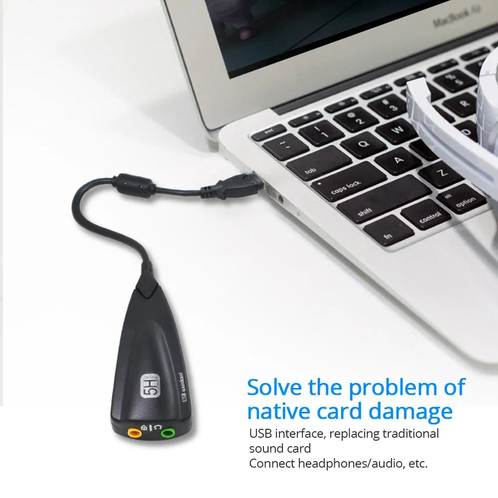 USB 7.1 External Sound Card – Virtual 7.1 Audio Adapter for PC Gaming, Plug-and-Play