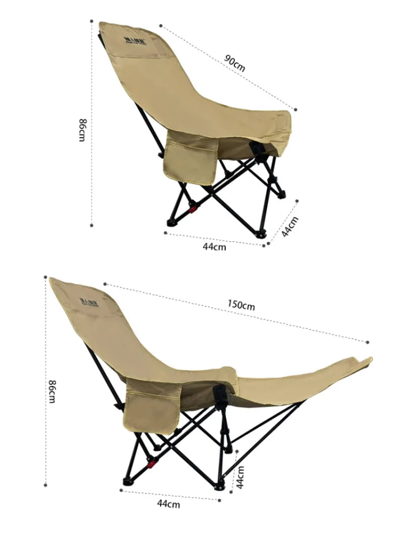 Foldable Recliner Chair with Curved Headrest, Padded Portable Camping & Relaxation Lounger