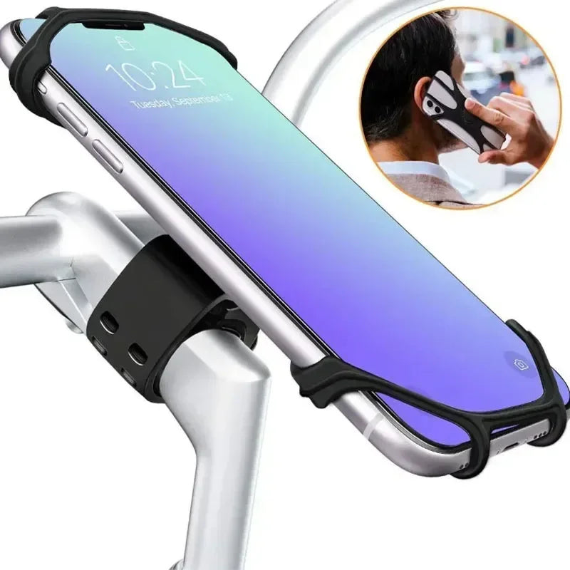360° Rotating Silicone Bike & Motorcycle Phone Mount - Universal Handlebar Phone Holder