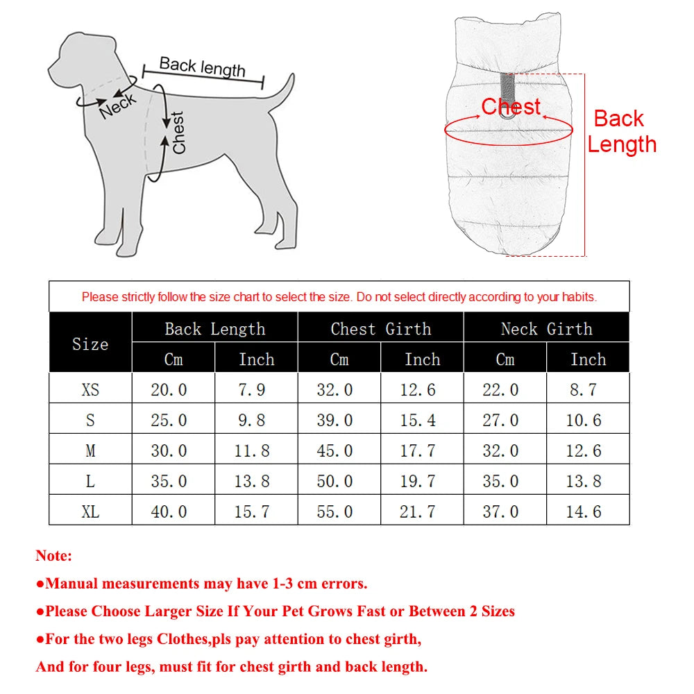 Waterproof Fleece Dog & Cat Winter Coat XS-XL – Thick Windproof Puppy Jacket Vest for Small Breeds (Chihuahua Yorkie Dachshund Beagle)