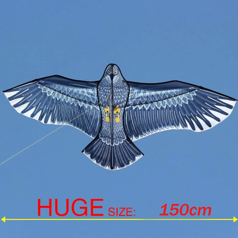 Eagle Kite 59 in (150 cm) Polyester Bird Kite with Handle and Line — Easy-Fly Outdoor Kite for Kids & Adults