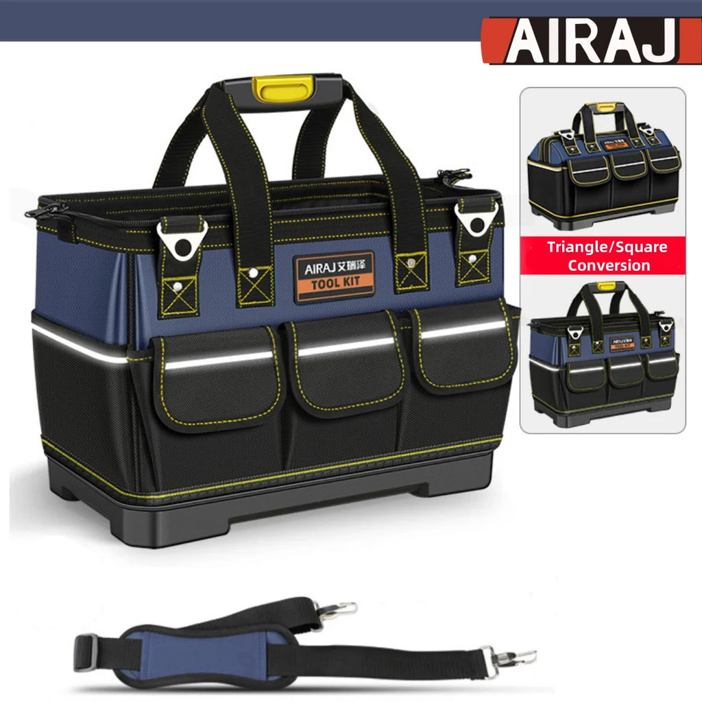 Heavy-Duty Electrician Tool Bag — Multi-Compartment Organizer with Wrench Storage & Reinforced Belt