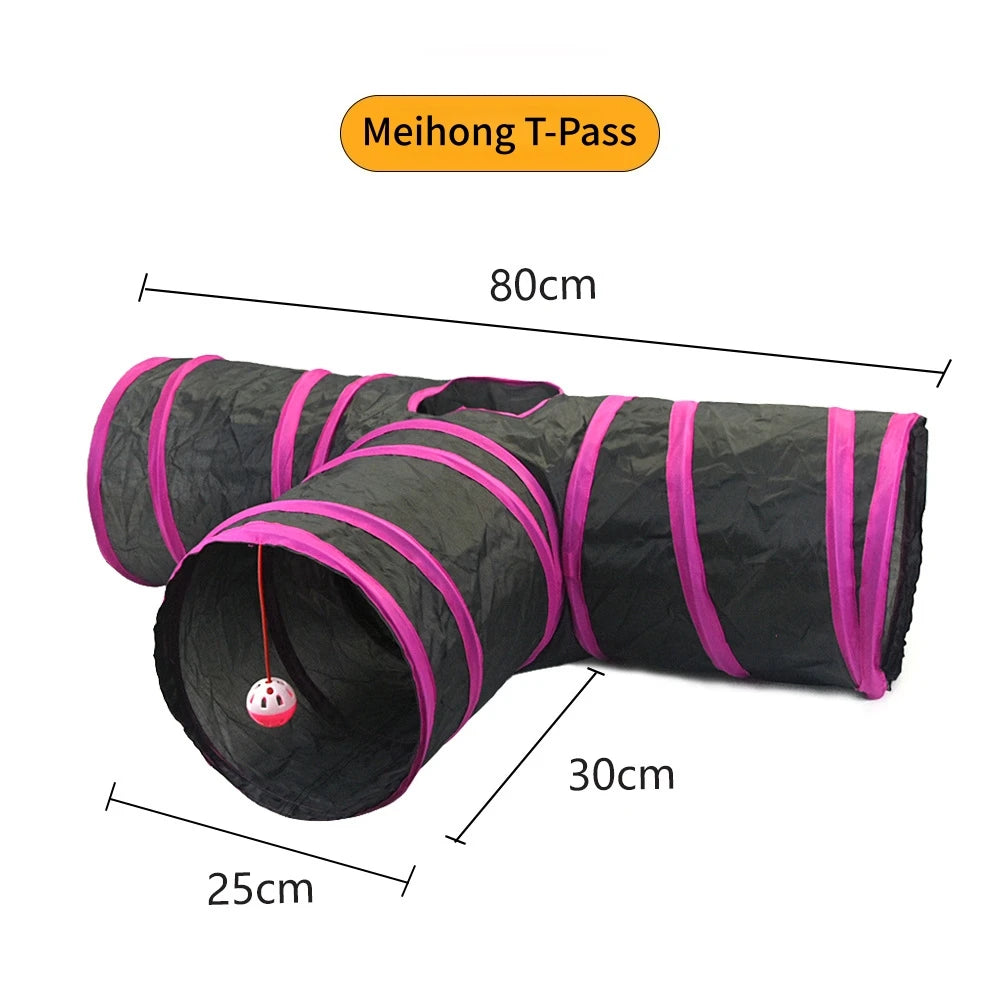 Foldable S-Shaped Cat Tunnel – Collapsible Play Tunnel for Cats, Rabbits & Small Pets, Interactive Crinkle Toy for Indoor Play