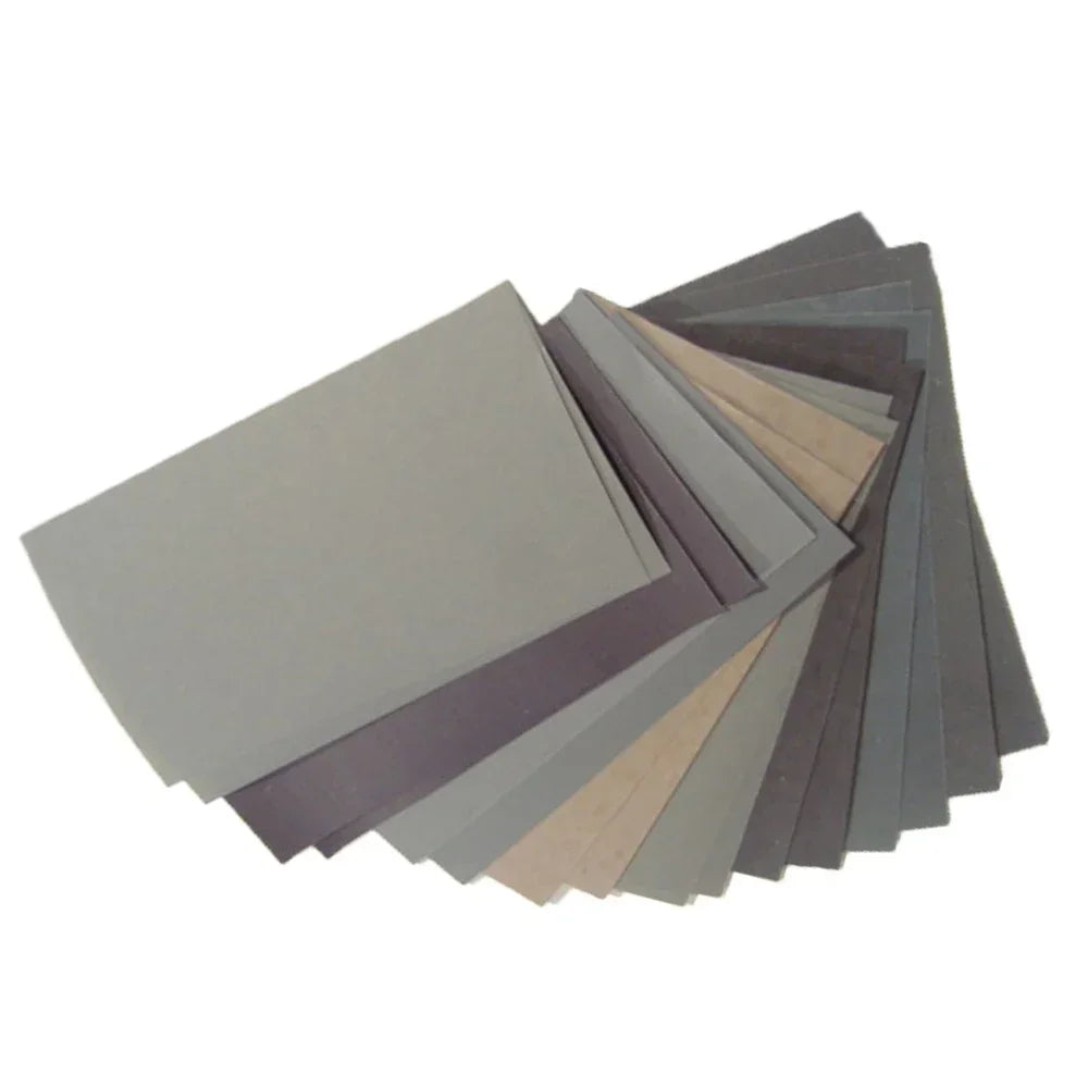 15-Pack Wet/Dry Sandpaper Set – Silicon Carbide Abrasive Sheets, Grits 400–3000