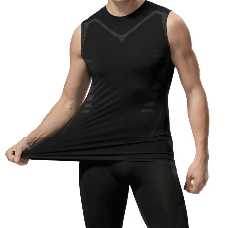 Men's Sci-Fi Print Quick-Dry Tank Top Vest - Black V-Neck Athletic Beach & Gym