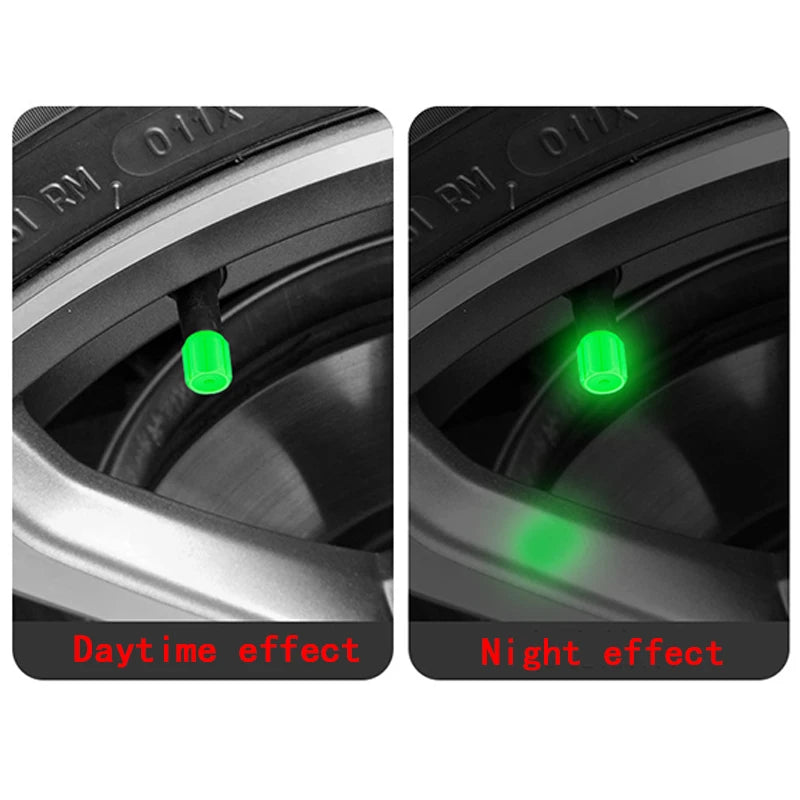 Luminous Tire Valve Caps - 6-Color LED Glowing Wheel Valve Caps for Car & Motorcycle (4/8/20-Pack)