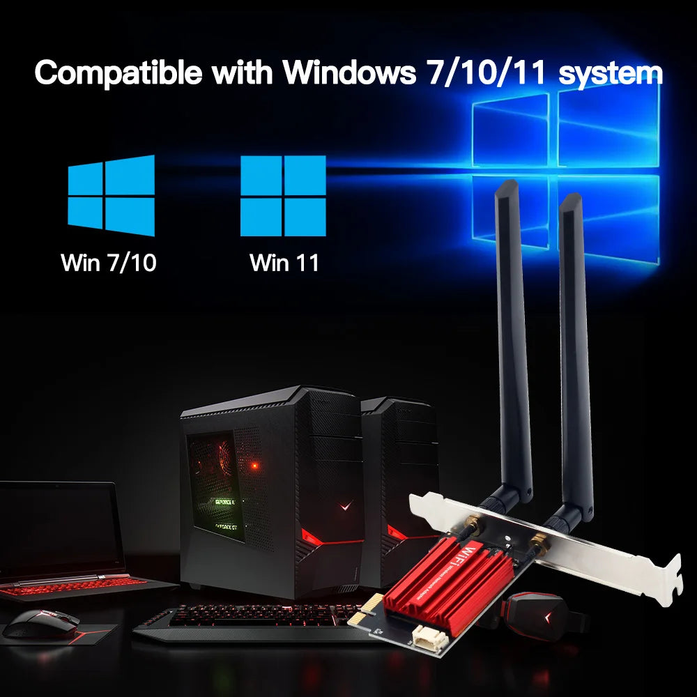 Wi‑Fi 5 PCI-E AC1200 Dual-Band Wireless Adapter with Bluetooth 4.0 — PCIe Network Card (2.4/5 GHz) for Desktop Windows 7/8/10/11