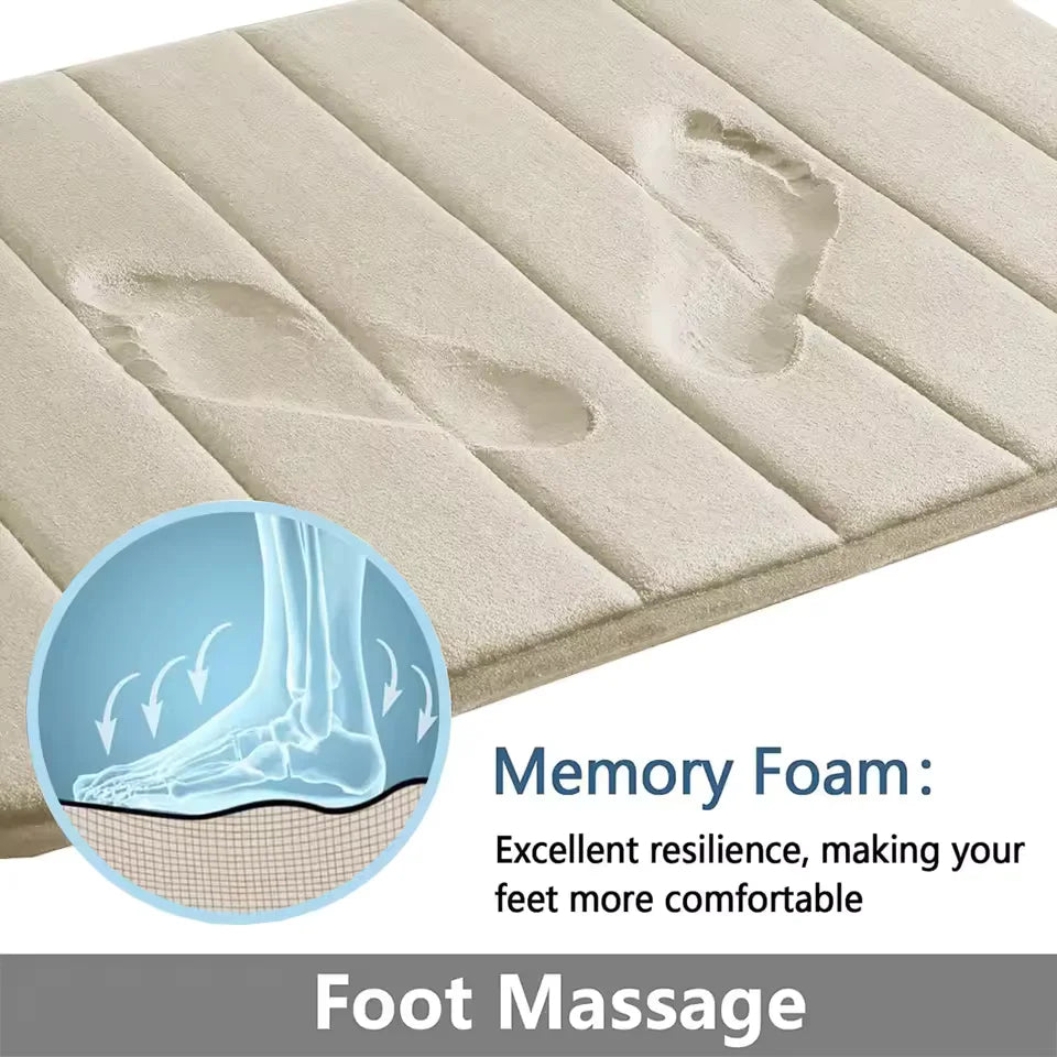 Memory Foam Bath Mat - Super Absorbent Non-Slip Bathroom Rug for Bathtub & Shower