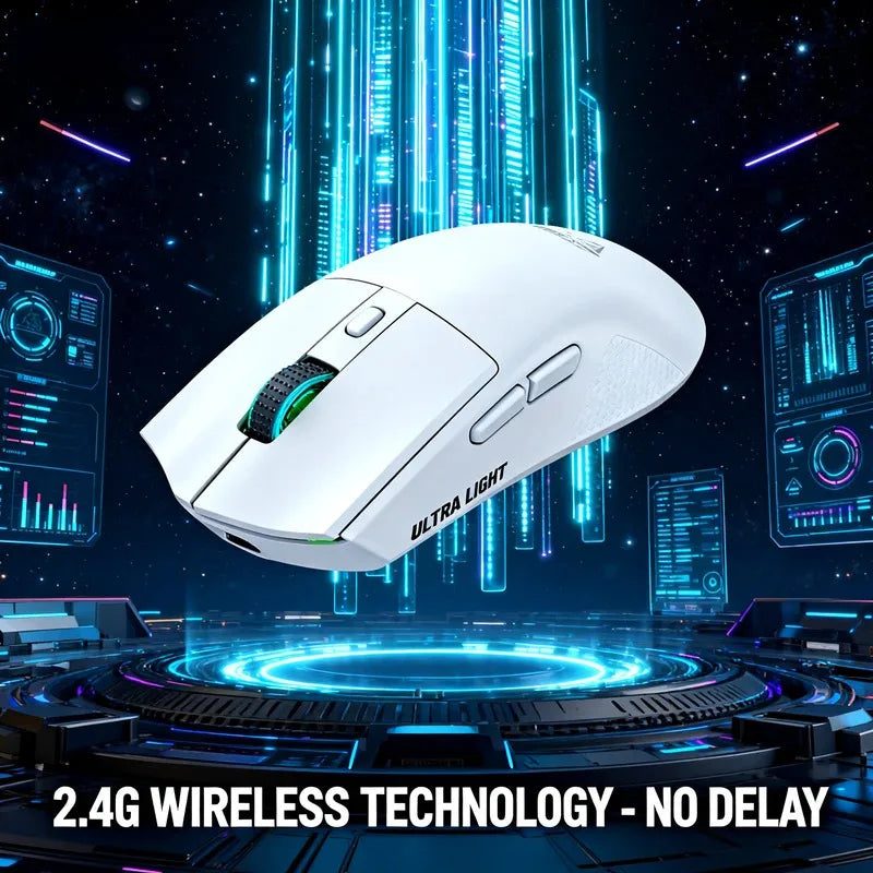 Wireless Bluetooth Dual-Mode Gaming Mouse with Touchscreen and Magnetic Charging Dock, Ultra-Light Macro Controls