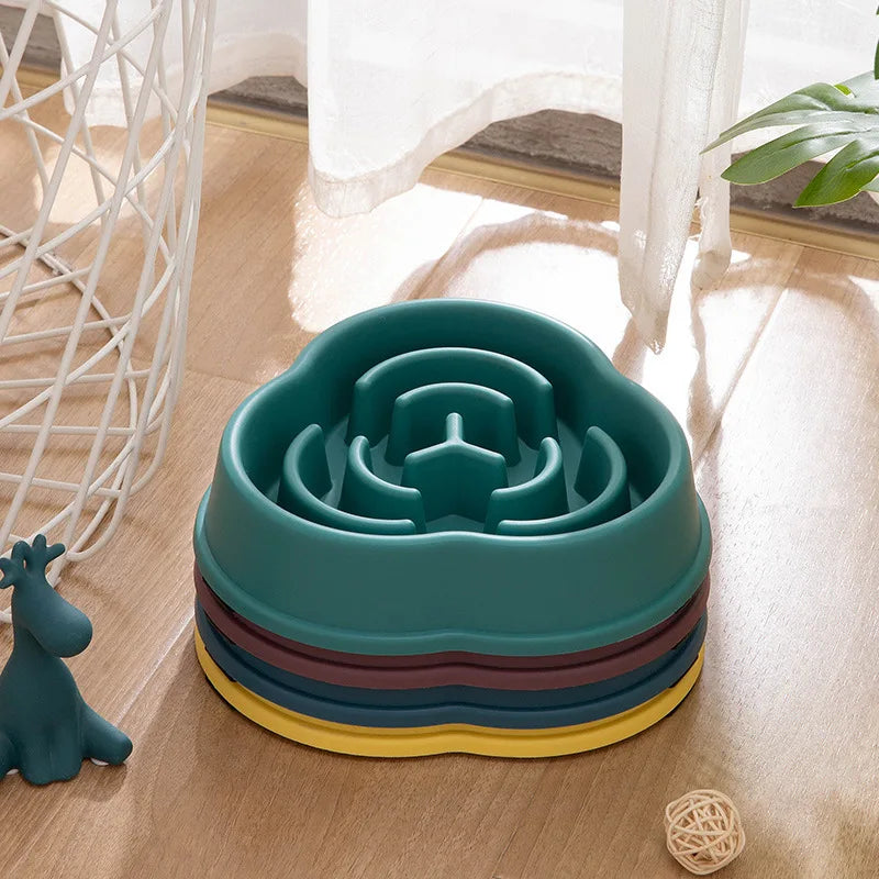 Slow Feed Dog Bowl – Anti-Choke Non-Tip Plastic Slow Feeder for Dogs, Anti-Overturn Pet Feeding Bowl