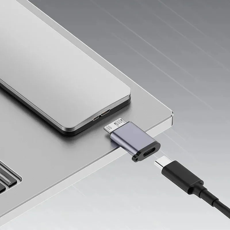 USB 3.0 Micro-B Male to USB-C Female Adapter — Type-C HDD Cable Converter, 10 Gbps High-Speed