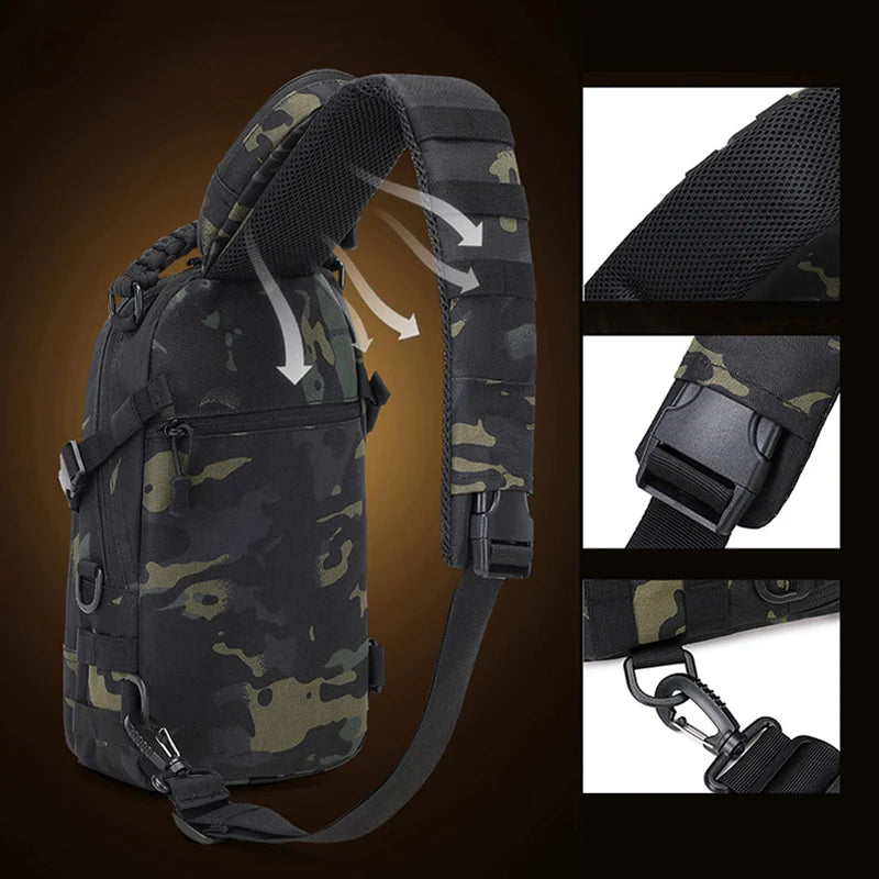 Tactical Chest Sling Bag for Men - Outdoor Hiking Camping Fishing Cycling MOLLE Shoulder Fanny Pack