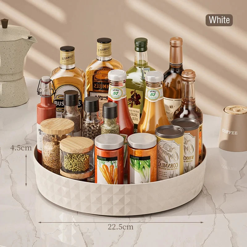 360 Degree Rotating Spice Rack 22.5 cm (8.9 in) Non-Slip Lazy Susan Tray for Kitchen, Pantry & Cosmetics